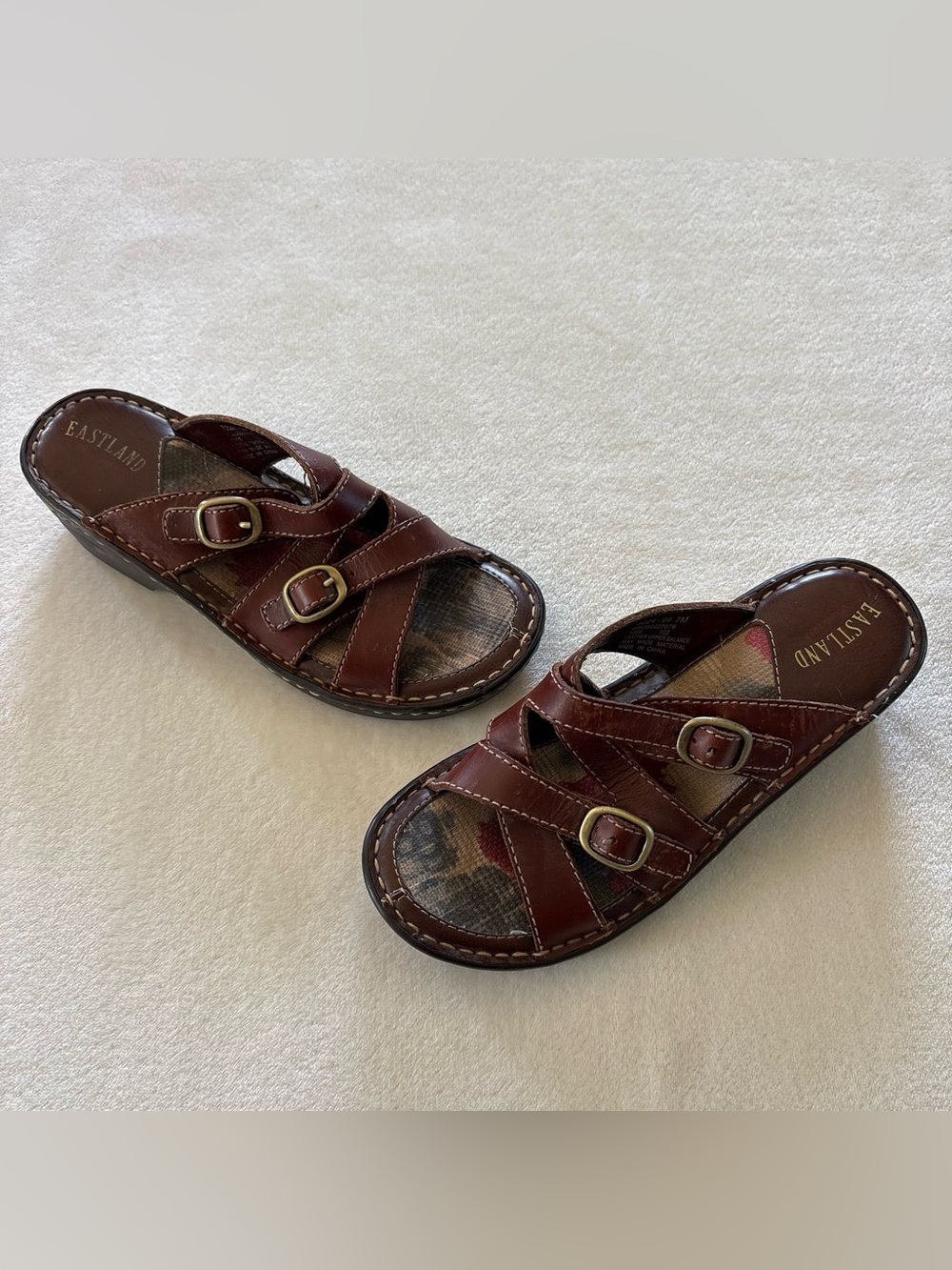 Vintage Y2K Eastland Gladiator Chunky Buckle Brown Sandals Size 7